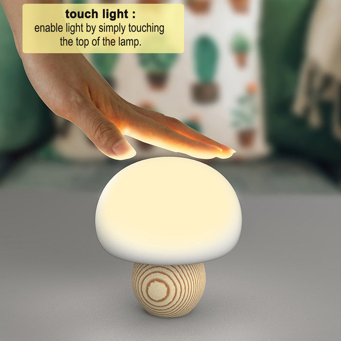 3 Step Dimming Portable Mushroom LED Night Lamp- USB Charging