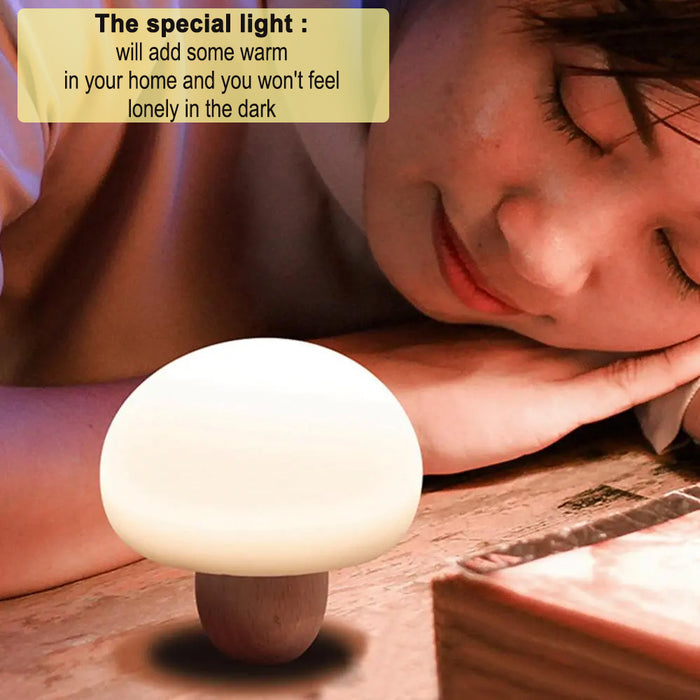 3 Step Dimming Portable Mushroom LED Night Lamp- USB Charging