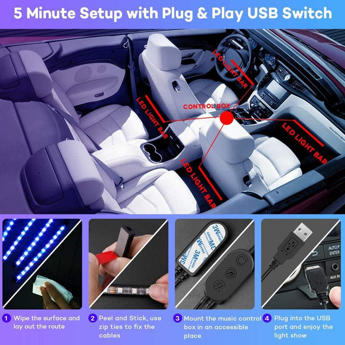 12 LED RGB Car Interior Light Strip