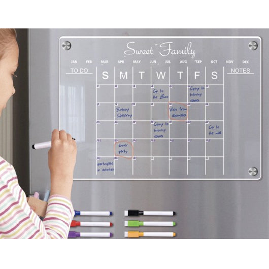 Acrylic Magnetic Monthly Planner for Fridge with Pens