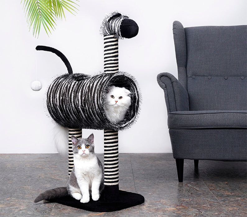 Cat Tree Tunnel Play Tree House Zebra