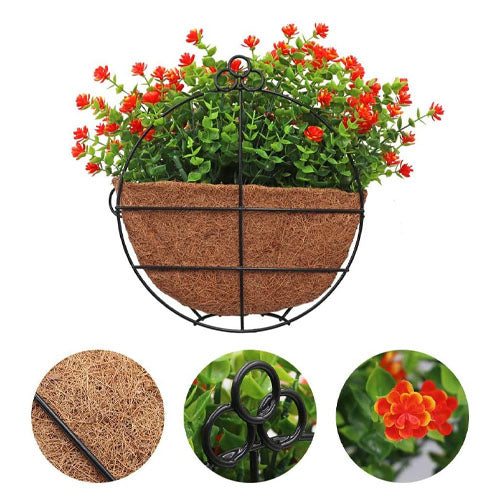 Iron Wall Hanging Half Round Planters Basket Set Of 2 30cm