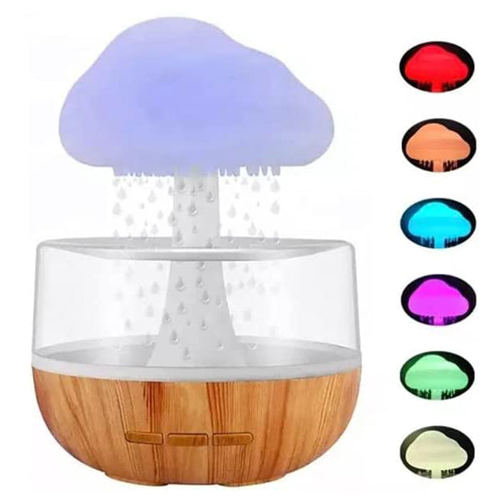 Desktop Cloud and Raindrop Humidifier 7 Color-Changing Ambient Light - USB Rechargeable