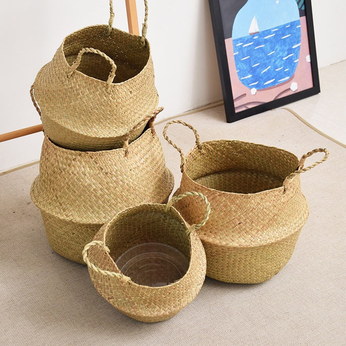 Natural Woven Seagrass Flower Baskets Garden Flower Pot L