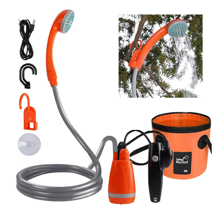 Portable Camping Shower Kit with Folding Bucket