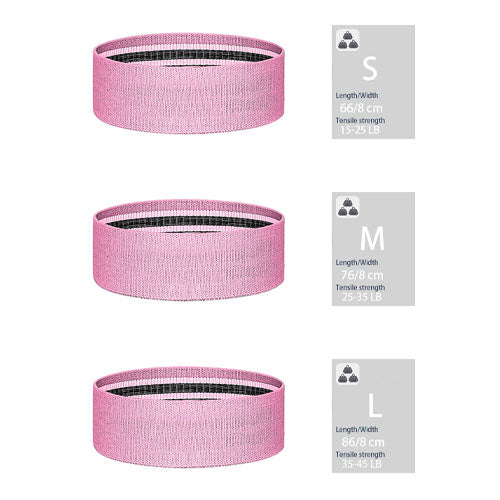 3 Pack Exercise Resistance Bands Hip Booty Bands Pink