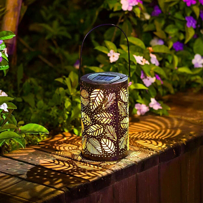 Outdoor Decorative Retro Leaf-Shadow Solar Powered Lantern