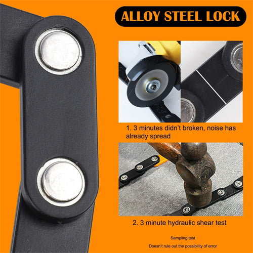 Heavy Duty Alloy Steel Folding Bike Chain Lock - with 3 Keys