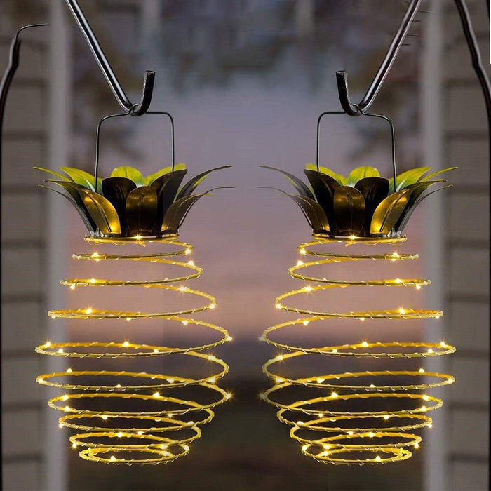 Outdoor Solar Hanging Pineapple Lanterns - 2 Pack