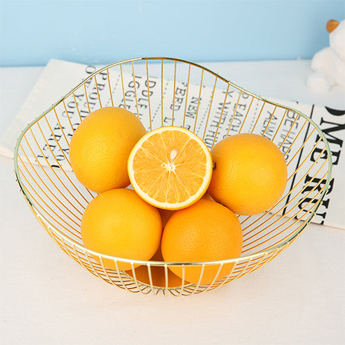 Lotus Leaf Shape Metal Wire Fruit Bowl Gold