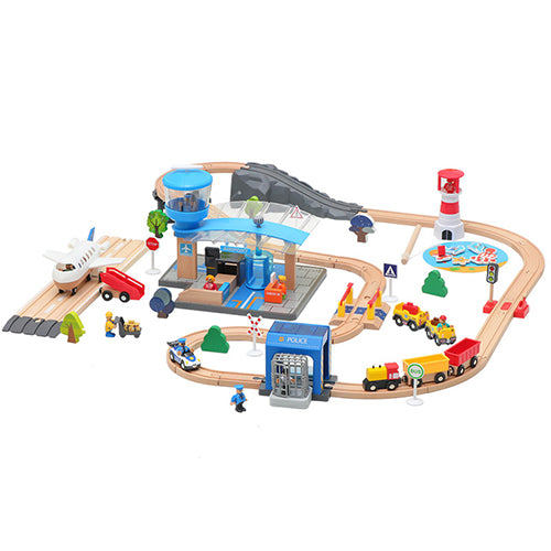 Wooden Train Tracks & Trains Construction Toy Airport