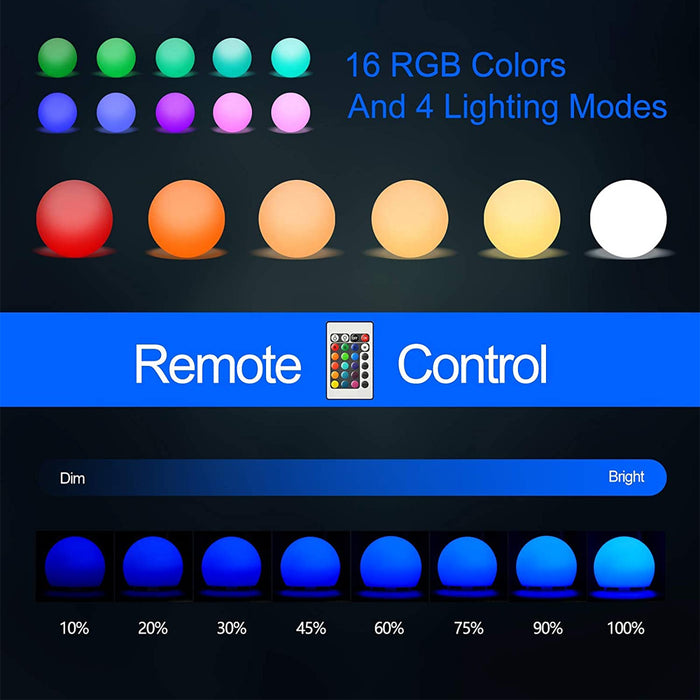 USB Charging LED Night Light Ball with Remote and Button Control