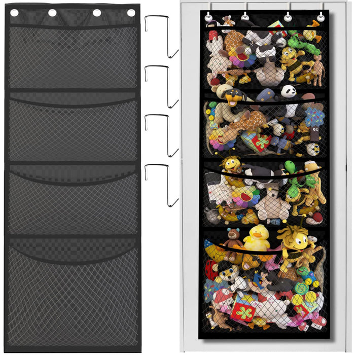 4 Layer Hanging Plush Dolls and Toy Mesh Bag Organizer