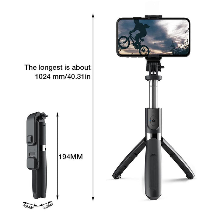 2-in-1 Foldable Monopod and Tripod with Remote Control Shutter Fill Light