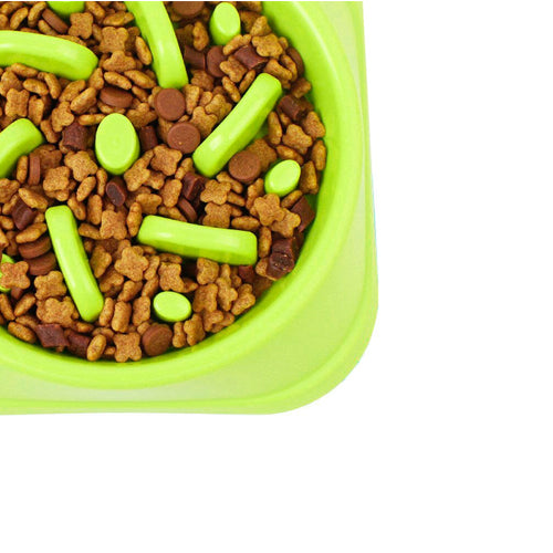 Dog Feeder Slow Eating Bowl Green