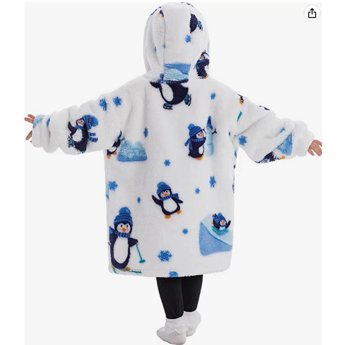 Toddler Oversized Wearable Blanket Hoodie-Penguin