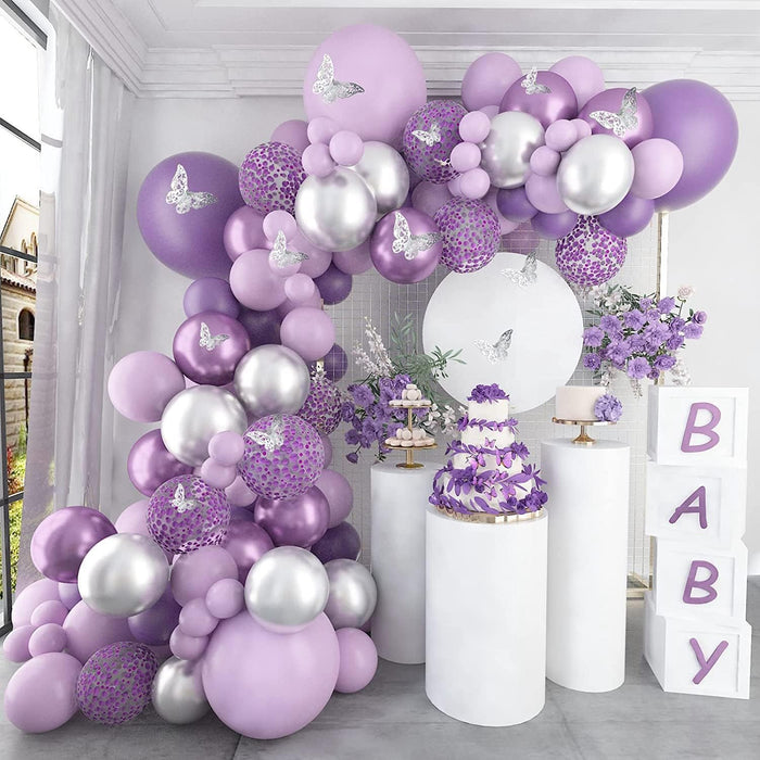 118Pcs Butterfly Stickers Balloon Garland Kit-Purple