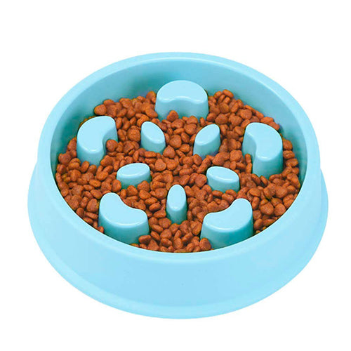 Dog Feeder Slow Eating Bowl - Blue