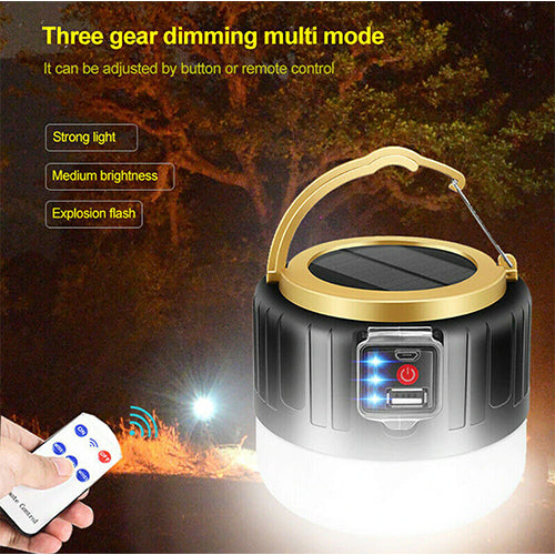 Waterproof Rechargeable Solar LED Camping Light