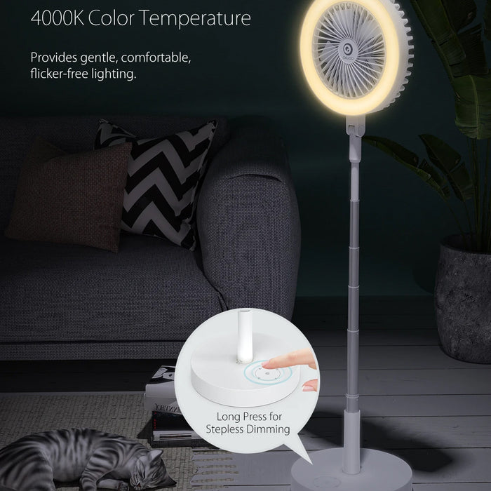 Retractable USB Charging Fan with Ring Light and Touch Panel