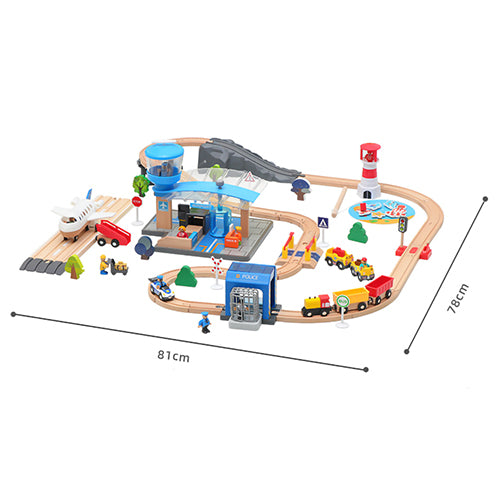 Wooden Train Tracks & Trains Construction Toy Airport