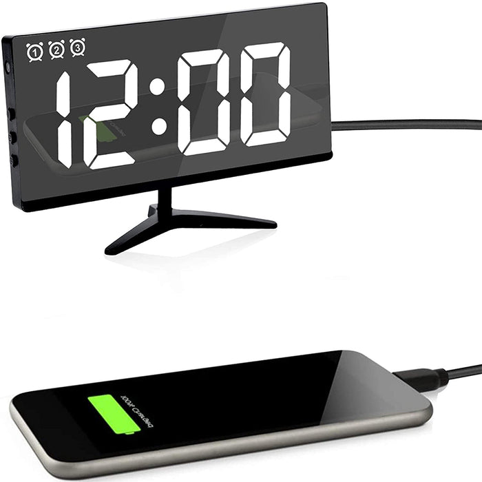 Frameless Touch Control Digital Alarm Clock- USB Interface