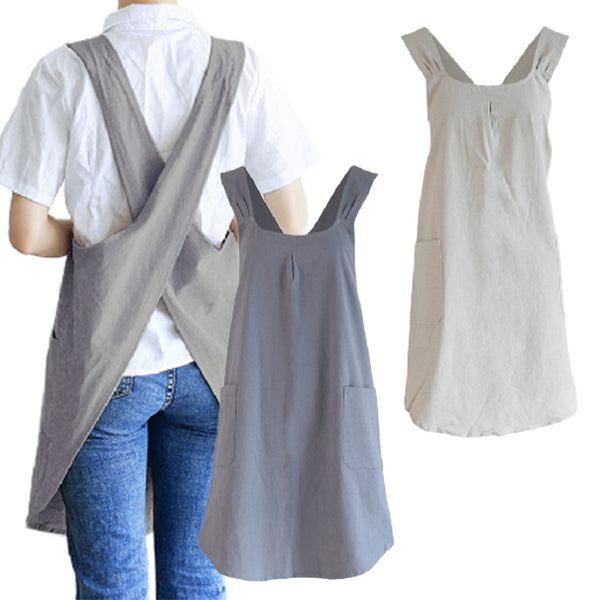 Cross Back Apron with Pockets