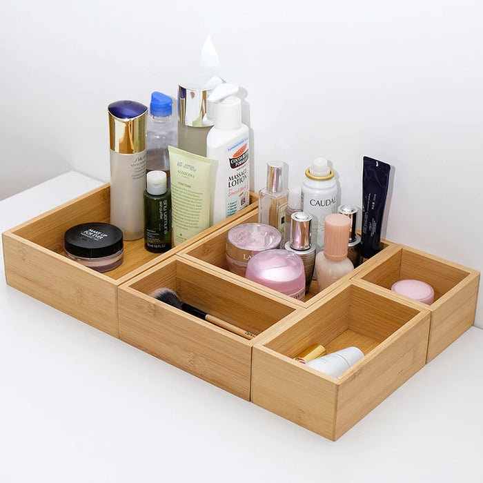 Bamboo Drawer Organiser Storage Boxes