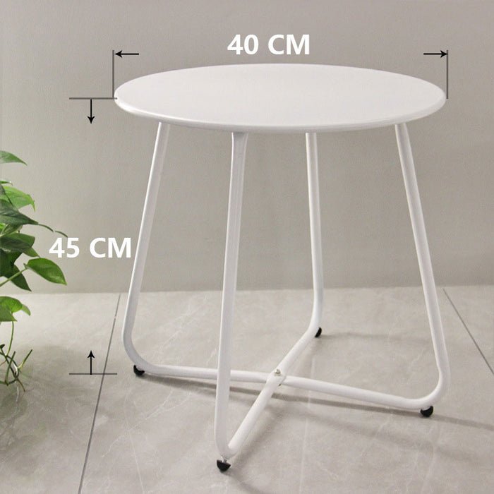 Steel Cross Frames Legs Round Sofa Side Coffee Table White