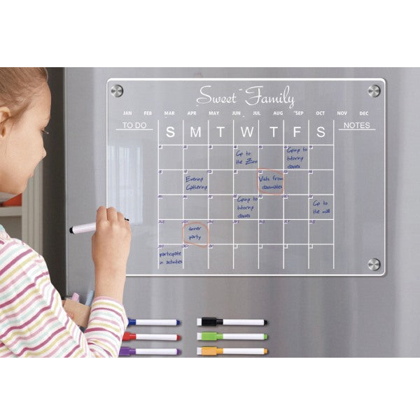 Acrylic Magnetic Monthly Planner for Fridge with Pens