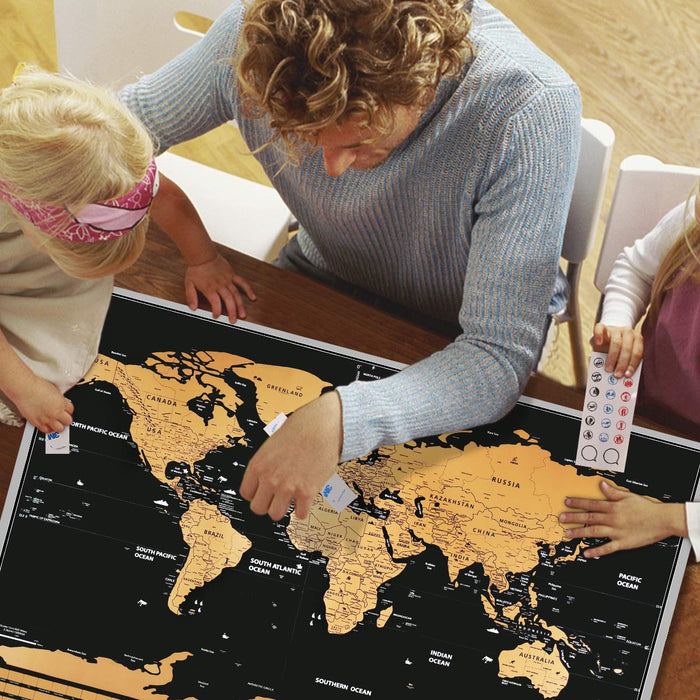 Scratch Off World Map Deluxe Set with Accessories - Explore & Remember Forever