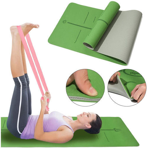 Yoga Mat With Alignment Marks Green