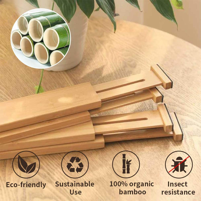 Bamboo Drawer Divider Organizers Expandable & Adjustable