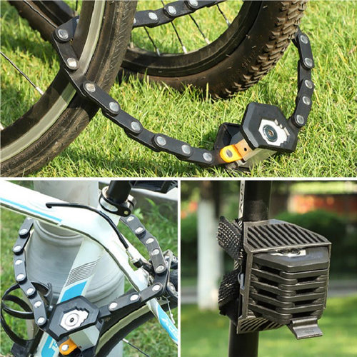Heavy Duty Alloy Steel Folding Bike Chain Lock - with 3 Keys