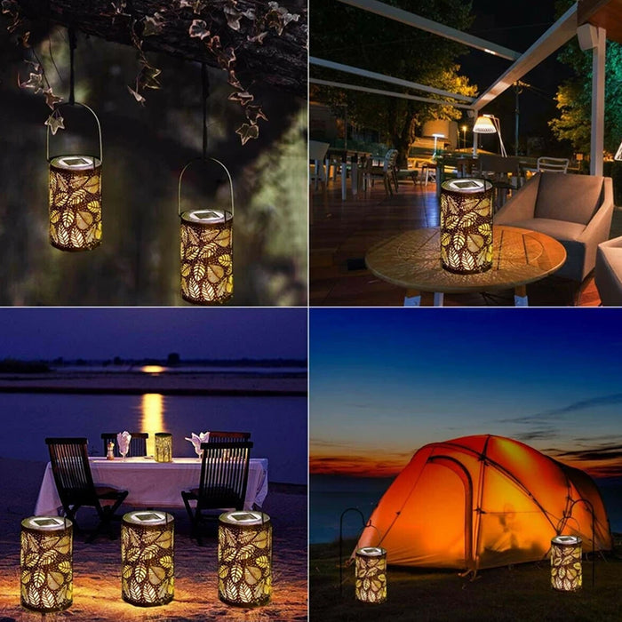 Outdoor Decorative Retro Leaf-Shadow Solar Powered Lantern