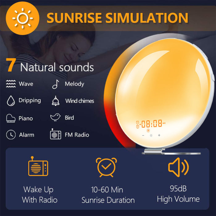 Creative Digital Alarm Clock Sunset and Sunlight Simulator- USB Powered