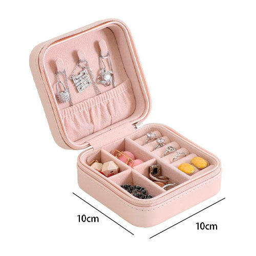 Portable PU Leather Jewellery Case - Pink