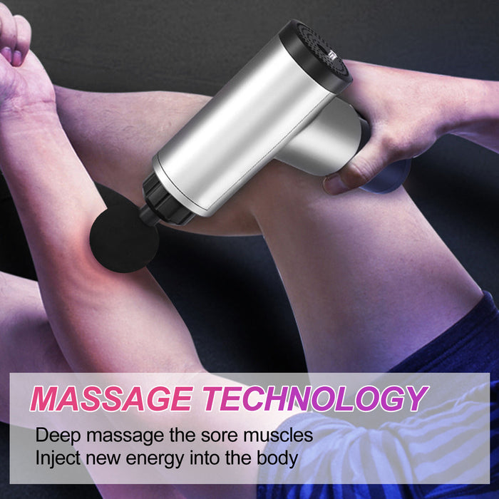 USB Rechargeable Electric Deep Muscle Tissue Massage Gun with 4 Massage Heads