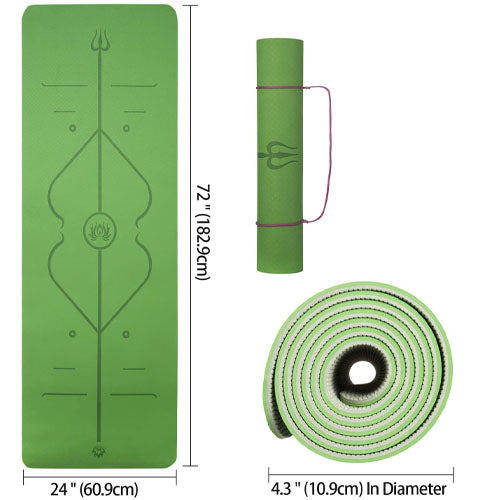 Yoga Mat With Alignment Marks Green