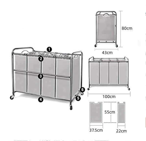 Laundry Sorter Rolling Cart