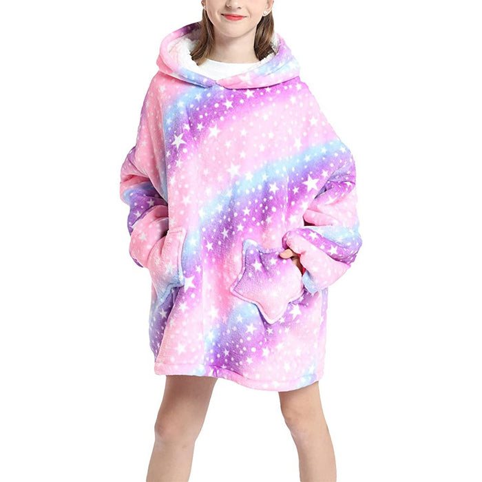 Kids Oversized Wearable Blanket Hoodie - Rainbow