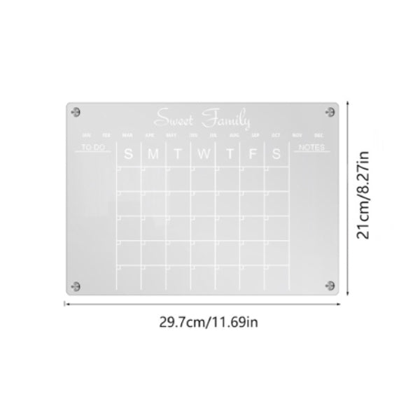 Acrylic Magnetic Monthly Planner for Fridge with Pens