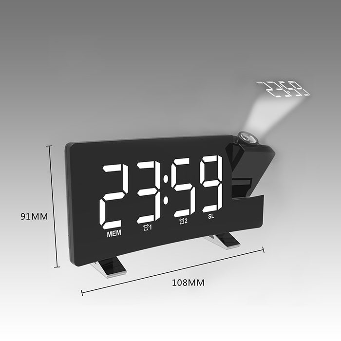 Projector FM Radio LED Display Alarm Clock- Battery Operated