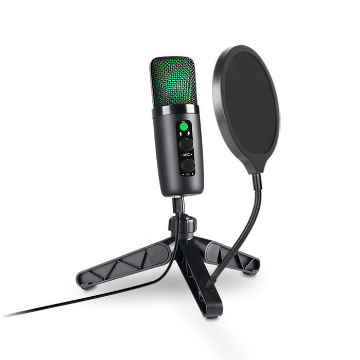 USB Condenser Microphone Set with RGB Lighting Effect