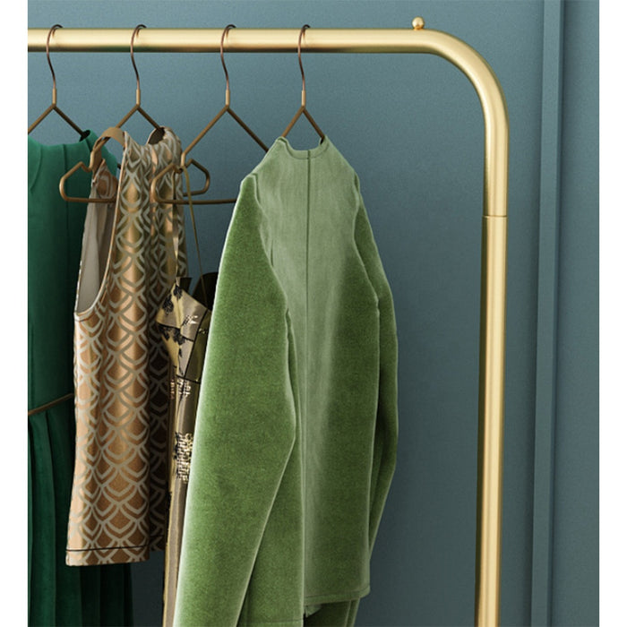 Metal Garment Clothes Rack With Lower Storage Shelf Glod