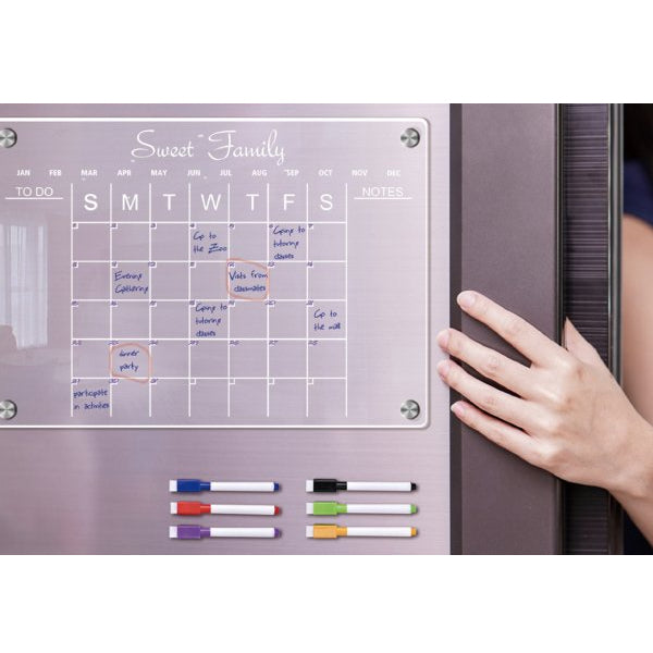 Acrylic Magnetic Monthly Planner for Fridge with Pens