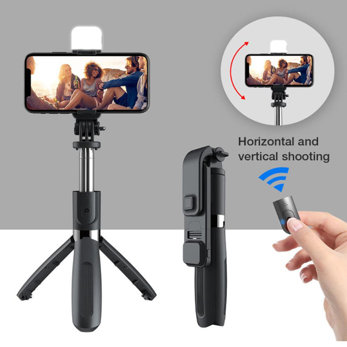 2-in-1 Foldable Monopod and Tripod with Remote Control Shutter Fill Light