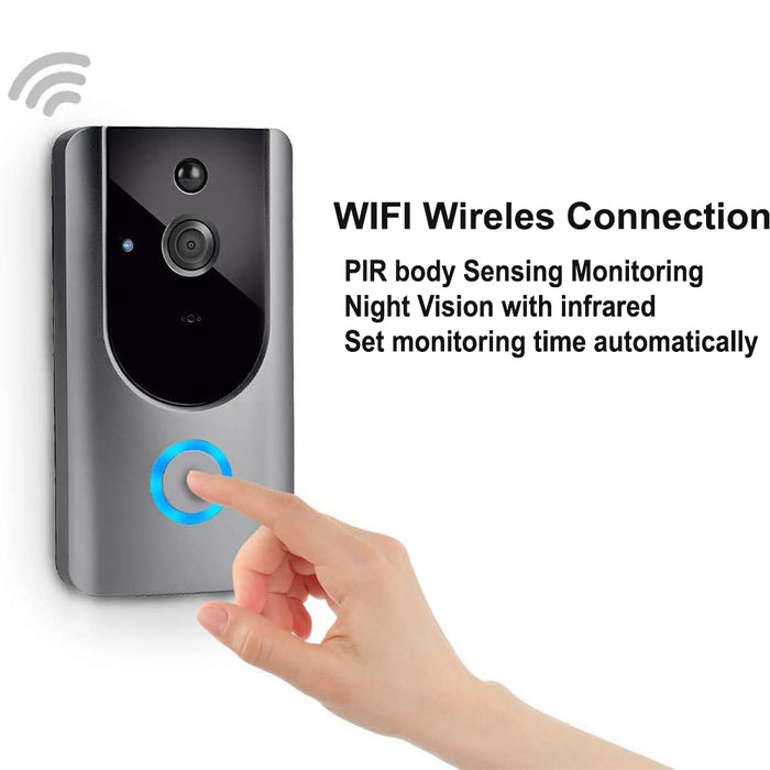 Smart Wireless Wi-Fi HD Video Doorbell for Home Security- Battery Operated