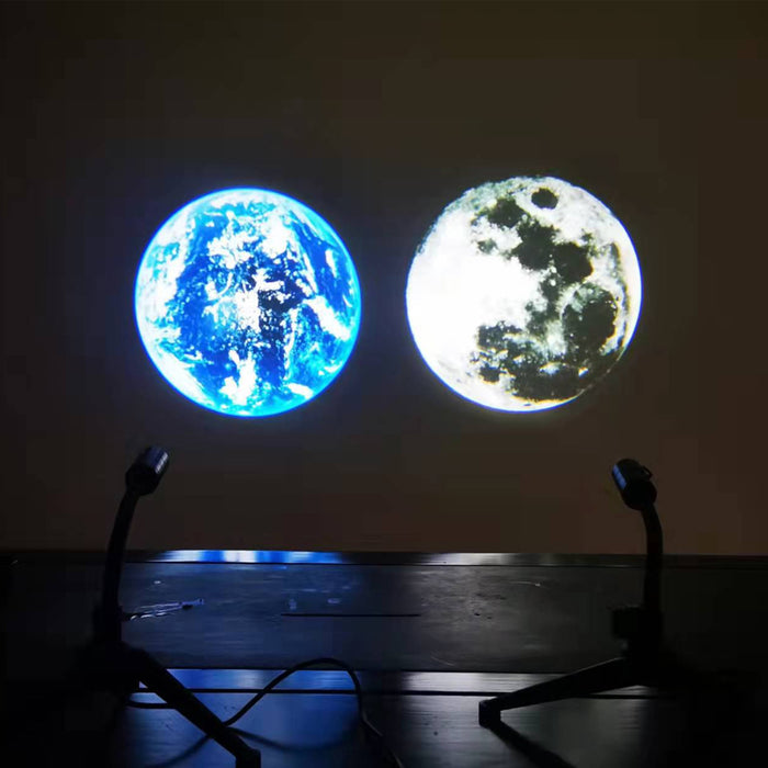 Moon and Earth Aluminum Projection Lamp-USB Plugged-in