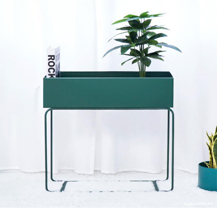 Indoor Metal Tall Rectangle Tray Plant Pot Stand Green